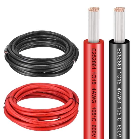 2 Gauge Electrical Wire 40Ft(Red 20 ft Black 20 Ft), 4 AWG UL1005 Tinned Copper Wire 600V 105C Flexible Extension Cord for Automotive Audio Trailer Marine Boat Solar LED Strips RV