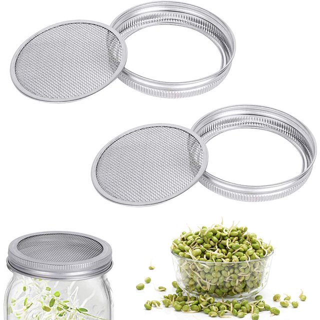 2 Germination Lids for Mason Jar Stainless Steel Germination Sieve to