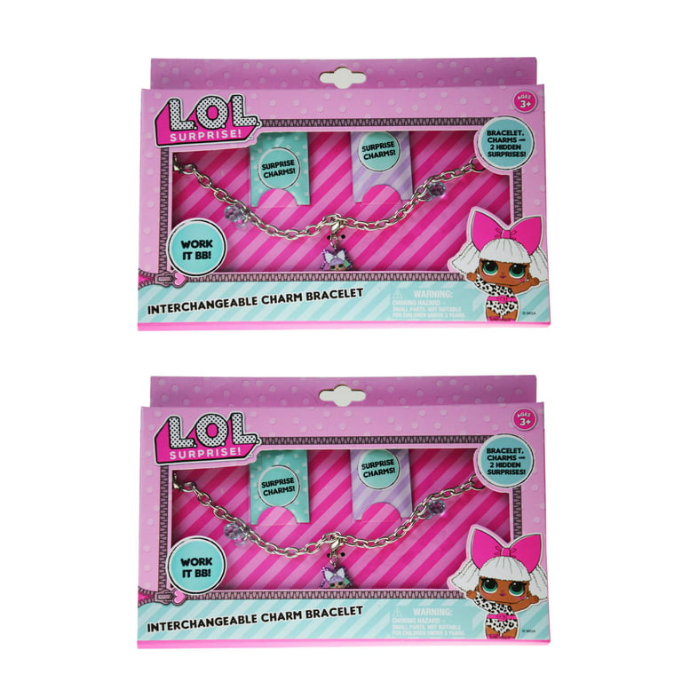 L.O.L. Surprise ! Bracelet With Charms For Girls Featuring Her Favourite  Lol Dolls, Set Of 2 Pink Elasticated Bracelets For Children