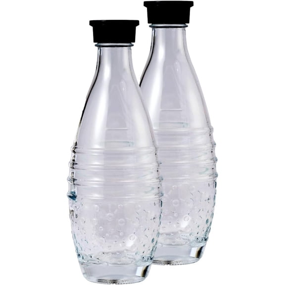 2 Glass Bottles for SodaStream Aqua Fizz Crystal and Penguin Carbonating Sparkling Water Machines