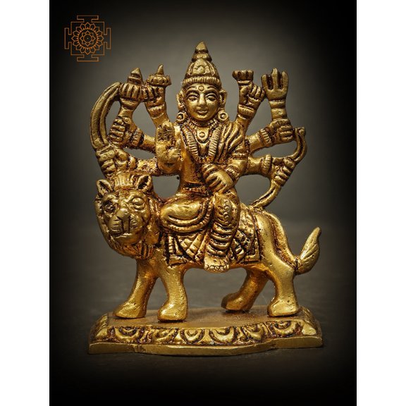 2" Goddess Durga Small Size Idol In Brass | Handmade | Made In India