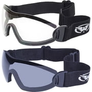 Global Vision Goggles Motorcycle Riding Skydive Googles 2 Pair Clear & Smoke Lens