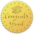 thumbnail image 1 of 2" Gold Foil Embossed Stickers 100Pcs Graduation Cap Congrats Grad Certificate Envelopes Medal Seals Self Adhesive Sticker Round Serrated Edge Labels, 1 of 7