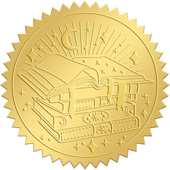 2" Gold Foil Sticker Magic Book 100pcs Certificate Seals Gold Embossed Round Embossed Foil Seal Stickers for Envelopes Invitation Card Diplomas Awards Graduation Celebration for DIY
