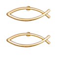 thumbnail image 1 of 2 Gold Ichthys Jesus Fish Pins, Christian Jewelry, 1 of 1