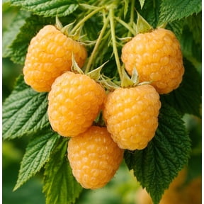 2 Golden Raspberry Plants Live Fruit Bush (Rubus idaeus) Sweet Yellow Heirloom Raspberries High Yield Berry Plant for Outdoor Gardens