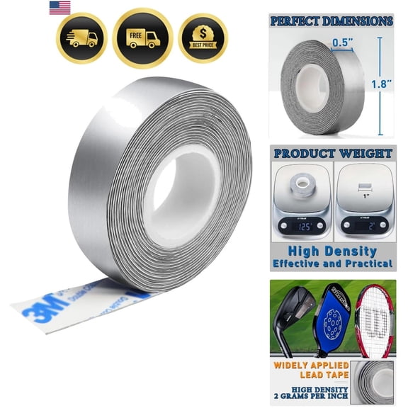 2 Grams Per Inch Golf Lead Tape | 1/2''x 60'' Adhesive Lead Tape | Add Swing ...