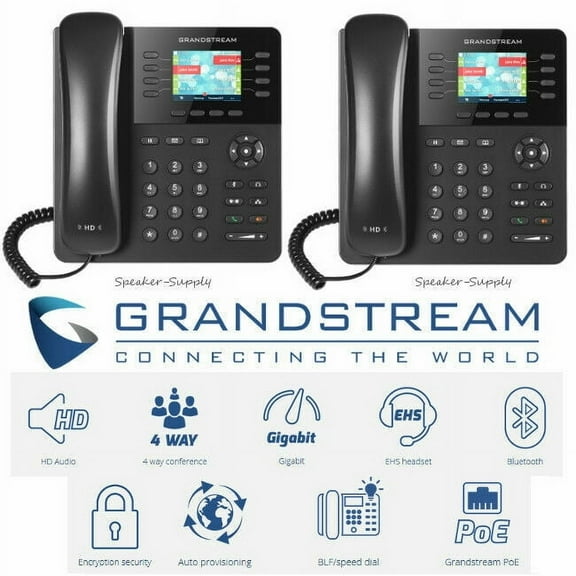 2 Grandstream GXP2135 IP 8 Line 4 SIP Gigabit Enterprise HD Phone Set Bundle