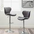 thumbnail image 1 of Of 2 Gray Adjustable Swivel - Velvety Upholstery, 360° Rotation, Gas Lift Height Adjustment, Footrest, Chic Contemporary Upholstered , Seat With Foam Padding, Vertical Line Detail, Finish Accents, 1 of 6