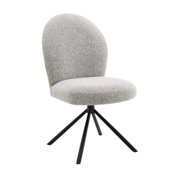2 Gray Boucle Upholstered Swivel Side Chairs - Soft Touch, Foam Seat And Back Cushions, Stable Black Metal Base, Modern Dining Furniture, 26 In D X 20 W 36 H, 42 Lb Touch Upholstery, Filled Seats,