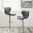 thumbnail image 1 of 2 Gray Upholstered - Modern Bucket Seat Design, Adjustable Height, 360° Swivel, Soft Upholstery, Elegant Swivel (2), Height Option, Fabric Design With Support, 1 of 6