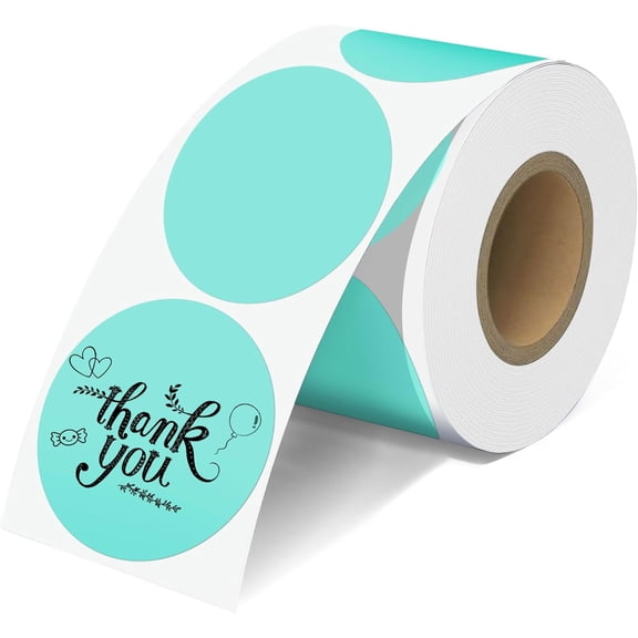 2'' Green Thermal Labels - 600pcs Round Printer Labels, Waterproof Stickers for Logo Design, Name/Price Tag, Thanks Card, Address, QR Code - 600 Labels/Roll