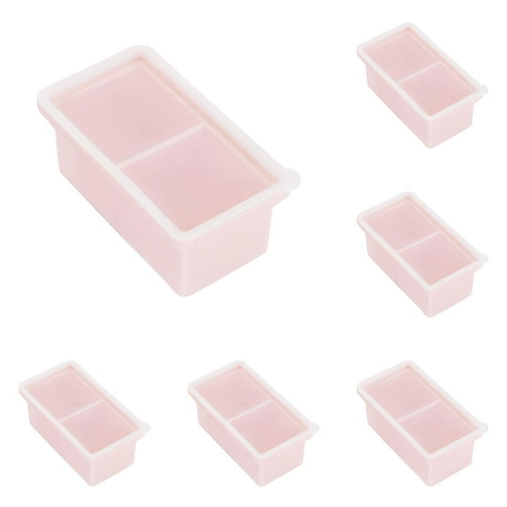 2-Grid Square Silicone Ice Cube Mold with Lid, Large Size Reusable ...
