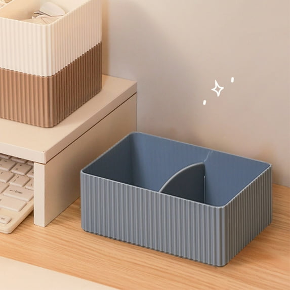 2 Grids Desktop Storage Organizer Pencil Card Holder Box Container for Desk, Office Supplies, Vanity Table(Medium )/ Camping Essentials