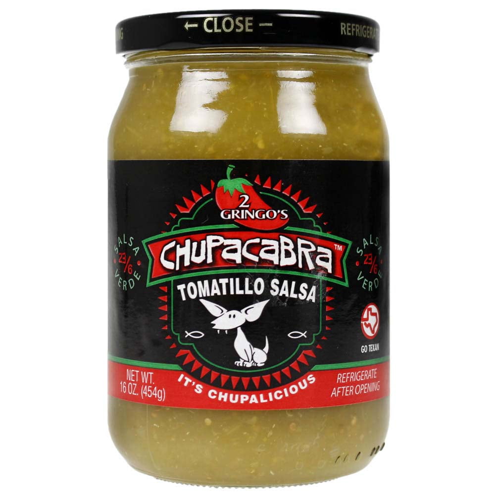 2 Gringos Chupacabra Salsa Verde 16 Oz Tomatillo Jalapenos Garlic Onion Single Bottle
