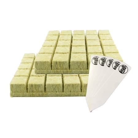 2" Grodan Rockwool A-OK Starter Plugs, 2 Sheets of 25 (50 Plugs Total) + THCity Stakes