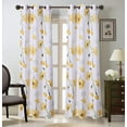 thumbnail image 1 of 2 Grommet Curtain Panels 37" W x 63" L each, Decorative Floral Design Print, Light Filtering Room Darkening Thermal Foam Back Lined Curtain Panels for living/bedroom room/ patio - Multicolor Yellow, 1 of 1