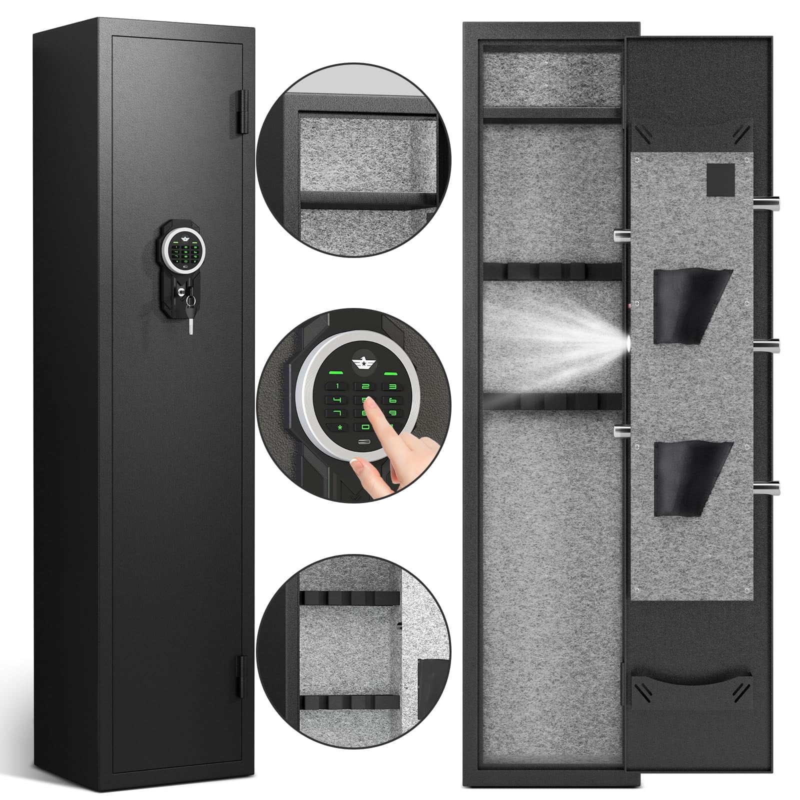 2 Gun Safe, Gun Safe for Pistols, Quick Access Long Gun Safes ...