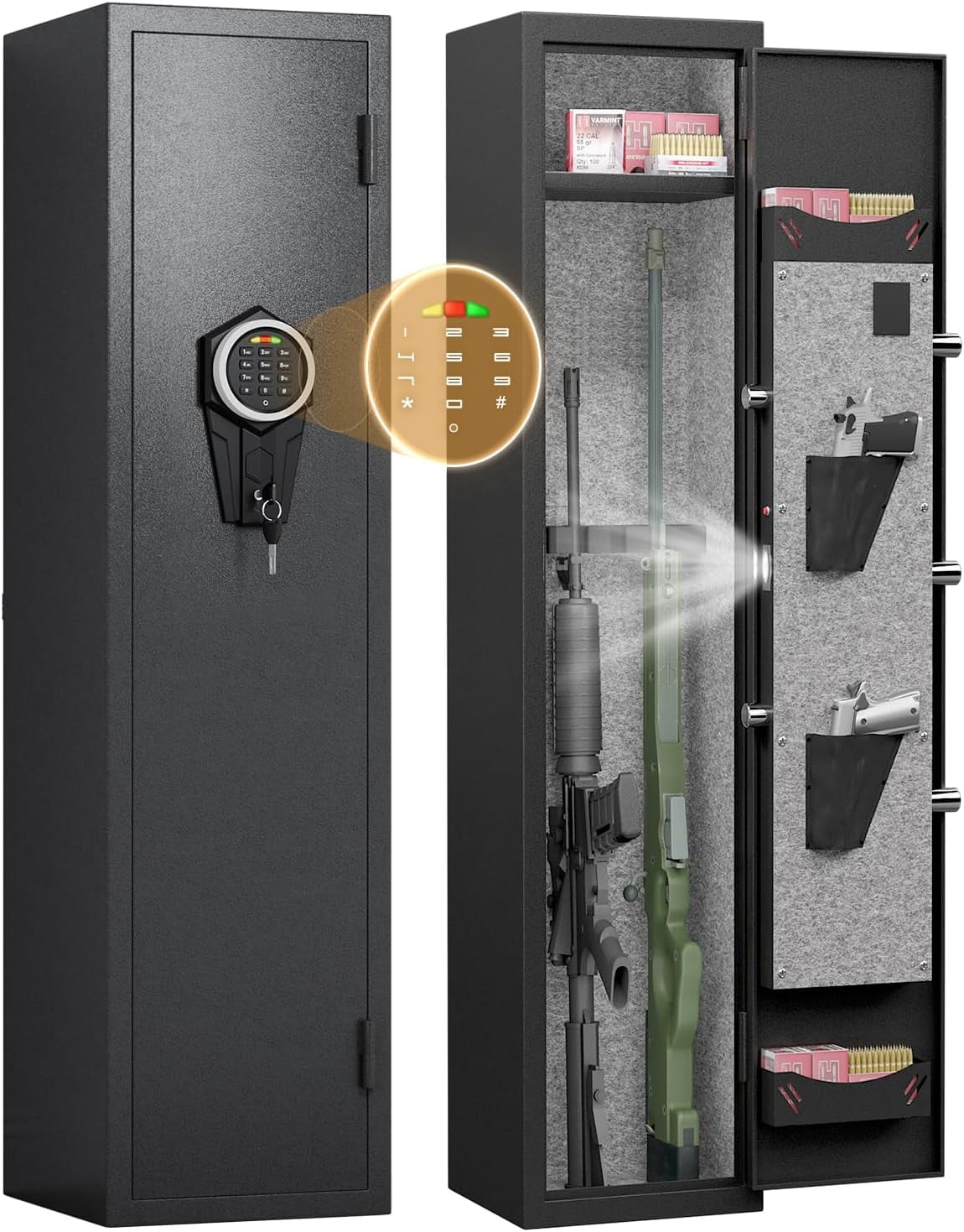 2 Gun Safe for Rifles and Pistols Digital Keypad Large Long Gun Safe ...