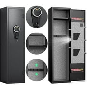 2 Gun Safe for Guns and Pistols, Quick Access Gun Cabinet with Silent Mode and Alarm System, Gun Safes with Removable Shelf and Adjustable Gun Slots