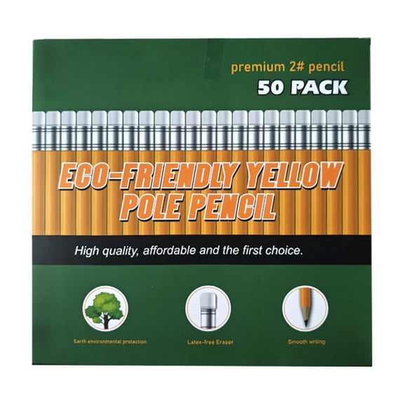 2# HB Pre-sharpened Wood Pencils, Yellow Sharpened Pencils with Latex-free Erasers, Graphite Pencils for Writhing, Drawing & Sketching, 50 Count/72 Count, Easy to Use for Home Office(Brown,7.8x7.5")