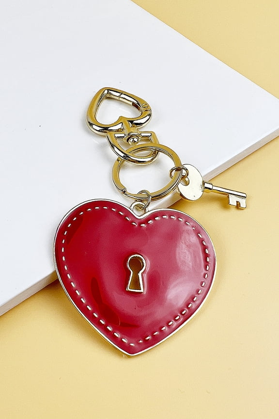 2" HEART SHAPED ENAMEL WITH KEY KEYCHAIN