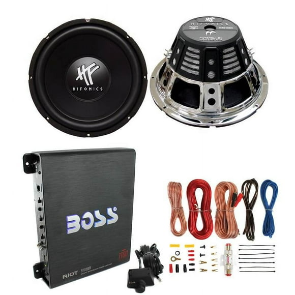 2) HIFONICS HFX12D4 12" 1600W Car Audio DVC Subwoofers +Mono Amplifier+Amp Kit