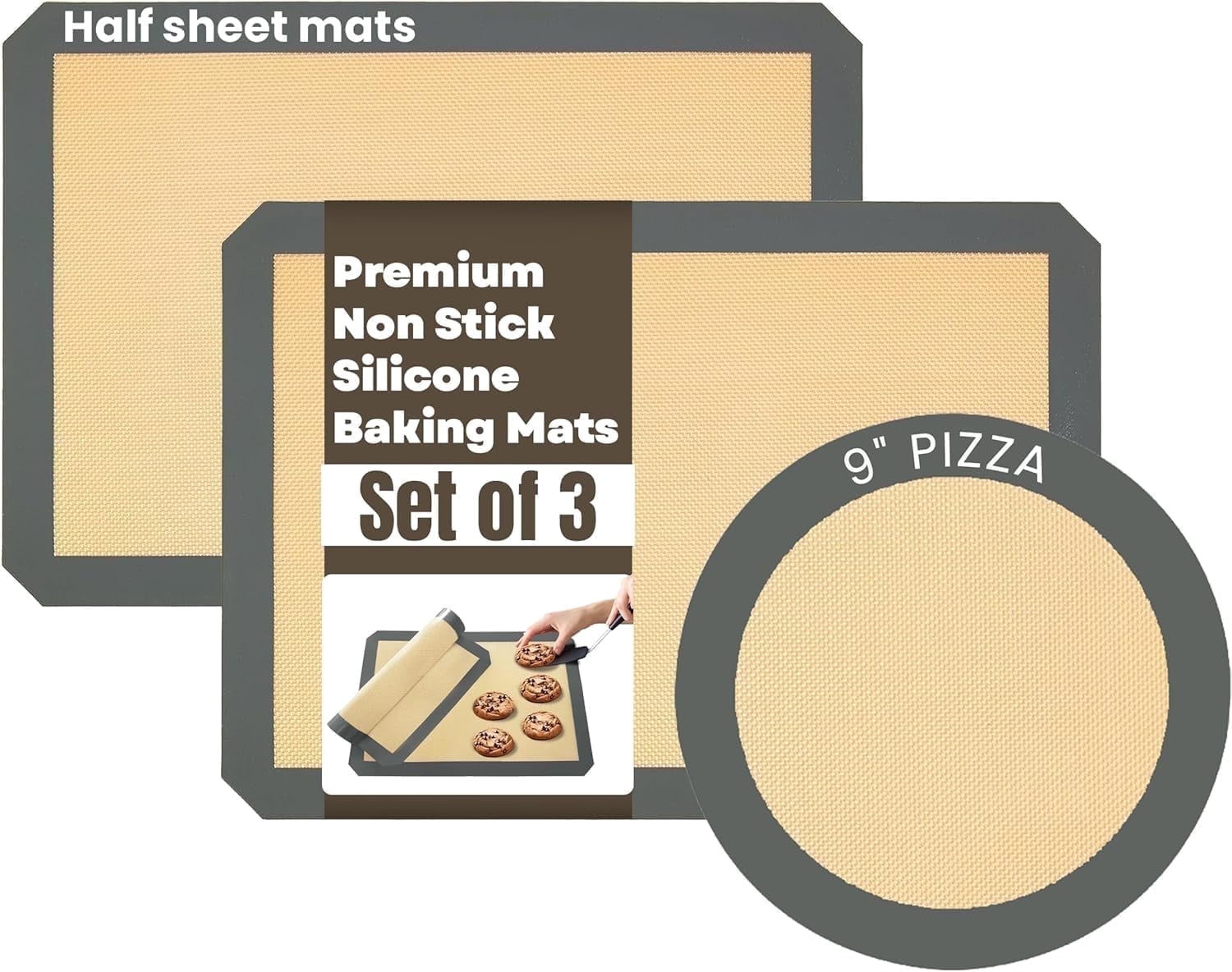 2 Half Sheet Nonstick Silicone Baking Mats and Microwave Toaster Oven ...