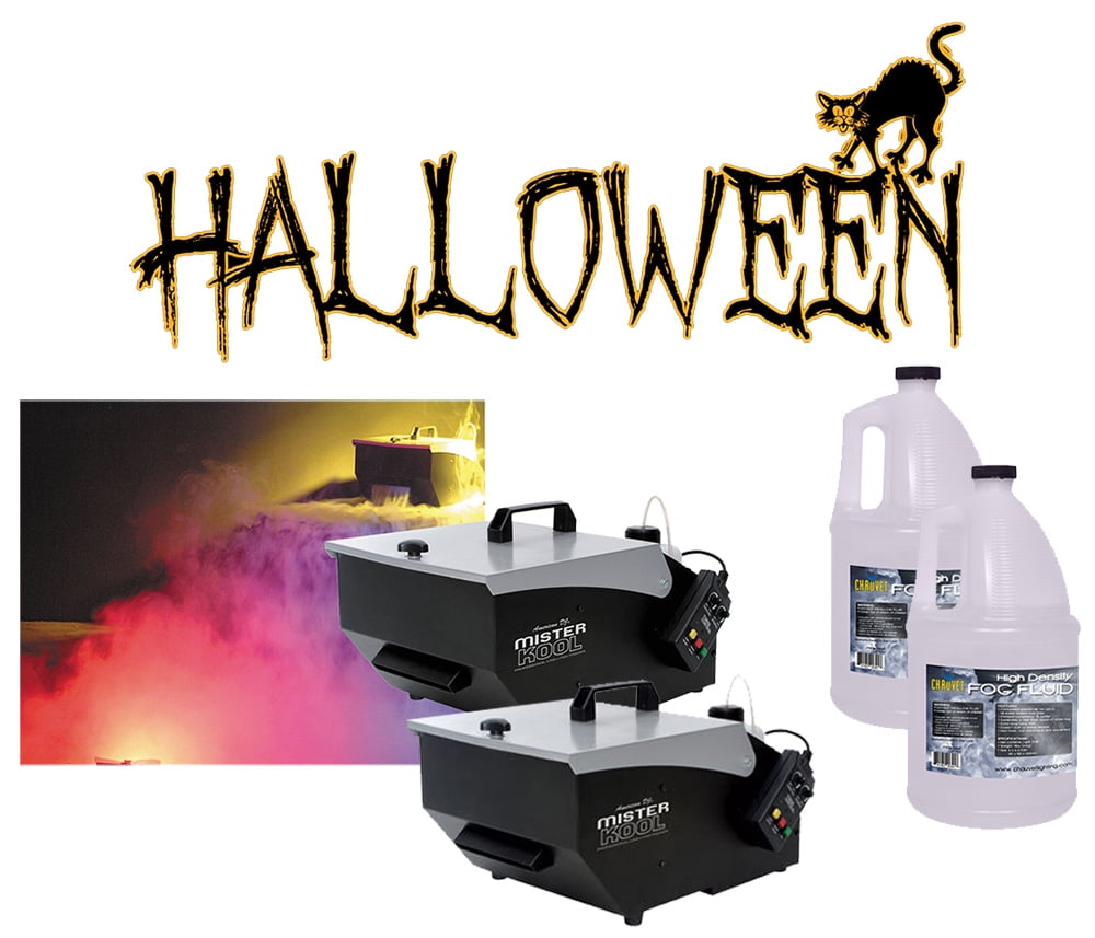 (2) Halloween Mister Kool Low Laying Fog Smoke Machine with (2) Gallon Fluid New