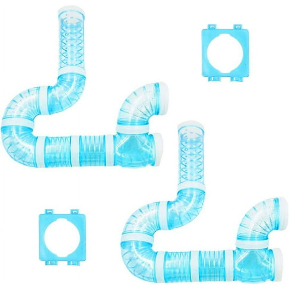 2 Hamster Tubes Kits, DIY Hamster Tunnel Adventure External Pipe, Transparent Connection Track Rat Toy Hamster Cage Accessories for Hamster Mouse Small Animals Sports Expand Space