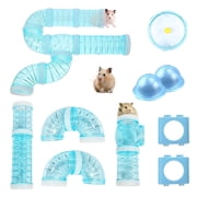 IBEQUEM 2 Pcs Hamster Tunnel Adventure External Pipe,Transparent DIY Creative Connection Hamster Tubes Kits,Hamster wheel for Pet Mouse HamsterBlue