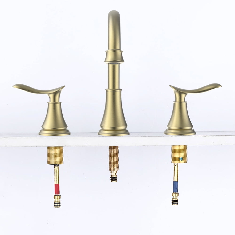 Brushed Gold 8-Inch Widespread Double Handle Bathroom Faucet