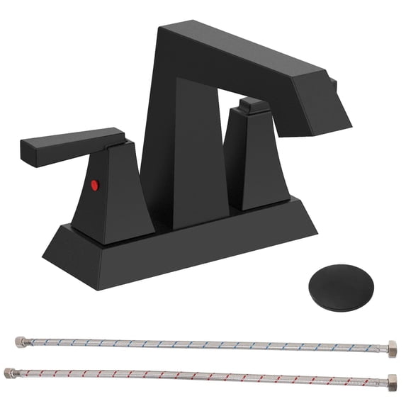 2-Handle Bathroom Sink Faucet Matte Black 4 Inches Centerset Vanity Faucet