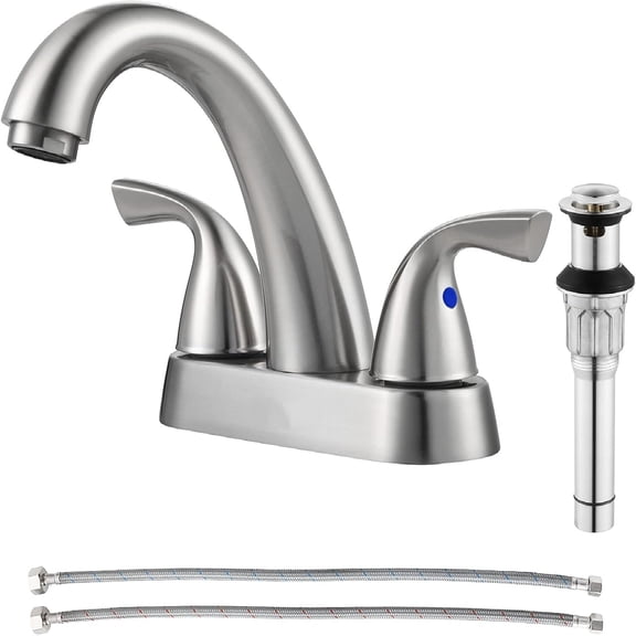 2-Handle Bathroom Sink Faucet with Drain Assembly and Supply