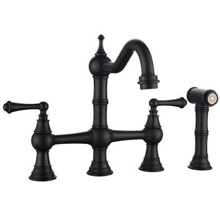 2-Handle Bridge Kitchen Faucet With Side Sprayer in Oil Rubbed Bronze