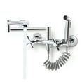 thumbnail image 1 of 2 Handle Kitchen Faucet Wall Mounted Pot Filler Folding Faucet 360 Rotating Nozzle With Side Sprayer,Polished Chrome ,360° Swivel High Arc Faucet, 1 of 7