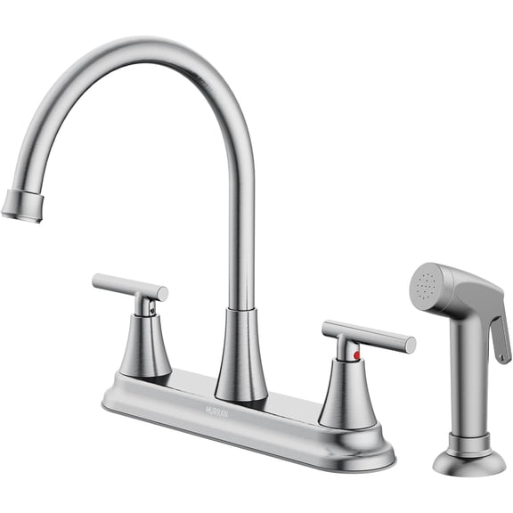2-Handle Kitchen Faucet with Pull-Out Sprayer, 8" High Arc, Nickel