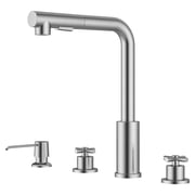 Appaso 836-BN Stainless Steel Brushed Nickel L-Shaped 17" Pull Down Kitchen Faucet