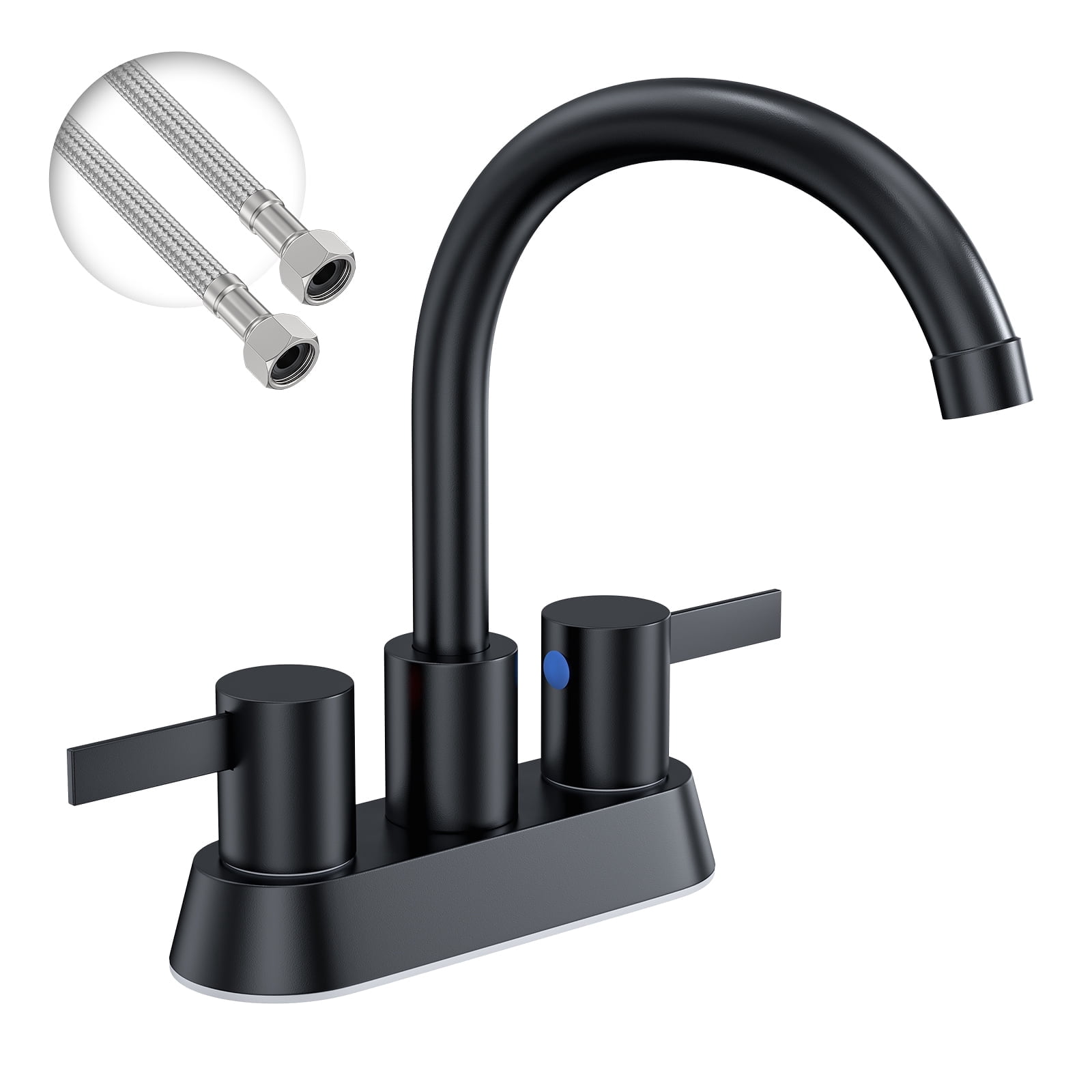 2 Handles Bathroom Sink Faucet, Matte Black Centerset RV Bathroom Faucets for 2/3 Hole