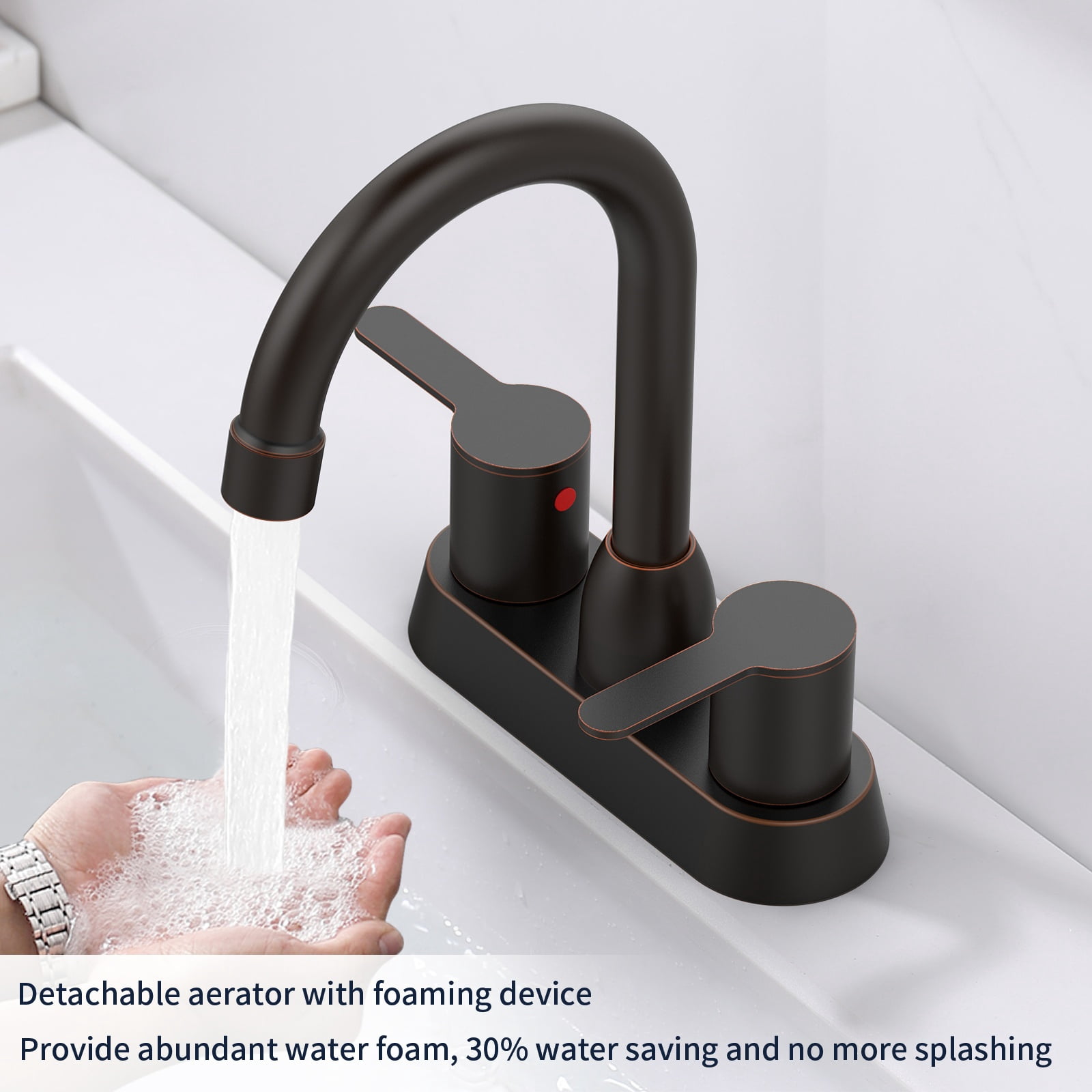 2 Handles Bathroom Sink Faucet, Oil Rubbed Bronze Centerset RV Bathroom Faucets for 2/3 Hole