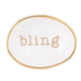thumbnail image 1 of 2" Handmade White Ceramic Ring Holder Dish with Bling Design, 1 of 2