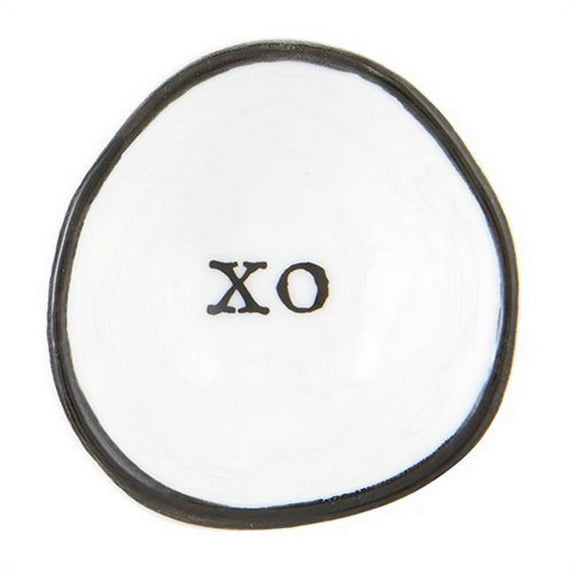 2" Handmade White Ceramic Ring Holder Dish with "XO" Design