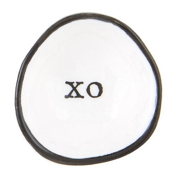 2" Handmade White Ceramic Ring Holder Dish with "XO" Design