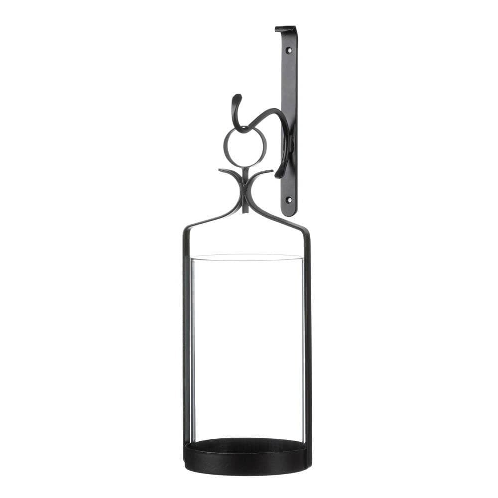 Elegant Iron and Glass Hurricane Wall-Mounted Candle Lantern