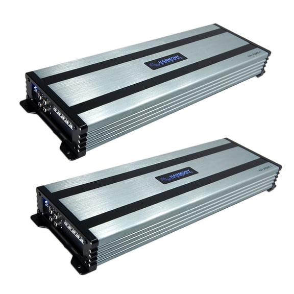 (2) Harmony Audio HA-A1500.1 Car Class D Amp Mono Sub Amplifier w/ Bass Remote