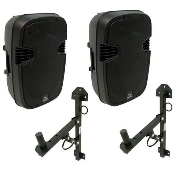 (2) Harmony Audio HA-L12BA DJ Bluetooth 12" 1000W Powered PA Speaker & Mounts