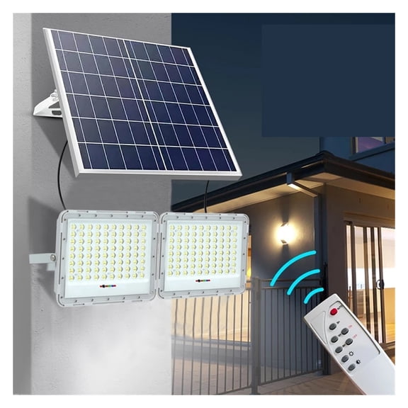 2 Head Solar Flood Light Outdoor Solar Spotlight For Garden Light With Remote Control 5m Line Exterior Lighting Street Wall Lamp ,Bright Beads