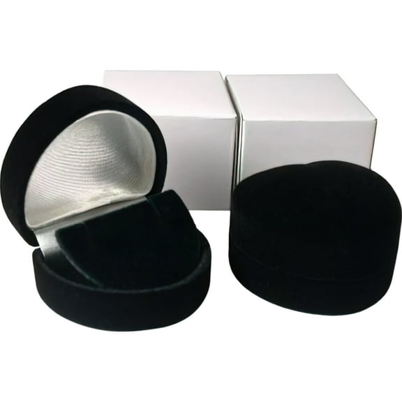 2 Heart Earring Gift Boxes Black Showcase Display