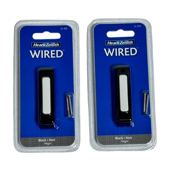 (2) Heath Doorbell Sl-900 Wired Door Chime Push Button Black W/ White Center Bar