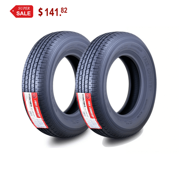 2 Heavy Duty FREE COUNTRY Trailer Tire ST205/75R15 10PR Load Range E Steel Belted Radial w/Scuff Guard